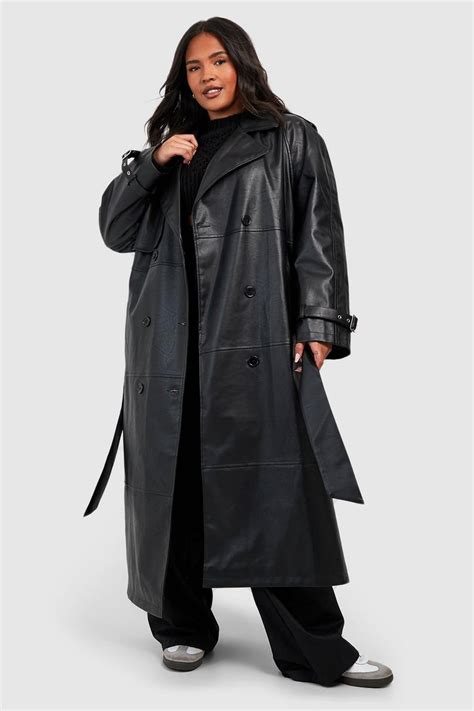 Trench doppiopetto oversize in pelle Antracite 